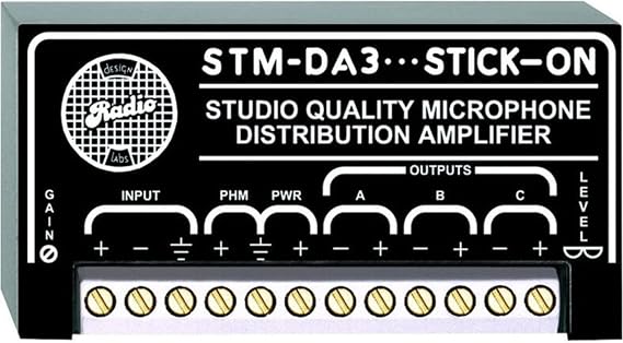 RDL STM-DA3 1x3 Mic Distribution Amplifier Electrical and Audio Isolation, Studio Quality Low Noise
