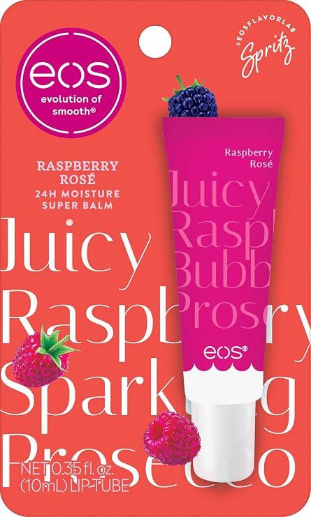 eos Limited Edition 24H Moisture Super Balm, Raspberry Rose - Hydrating, Moisturizing Lip Treatment, For Dry Lips, Shea Butter, Cruelty-Free, 0.35 fl oz