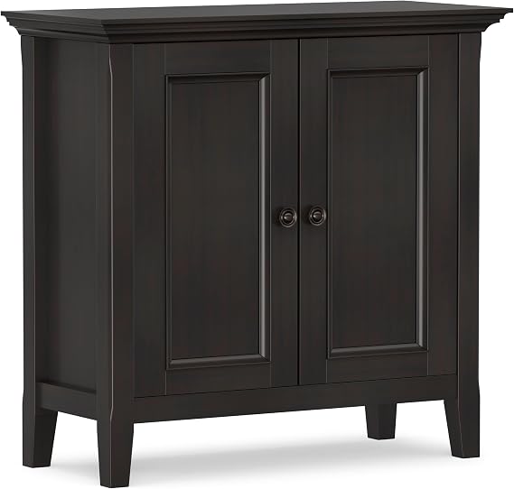 SIMPLIHOME Amherst 32" Wide Solid Wood Cabinet in Hickory Brown