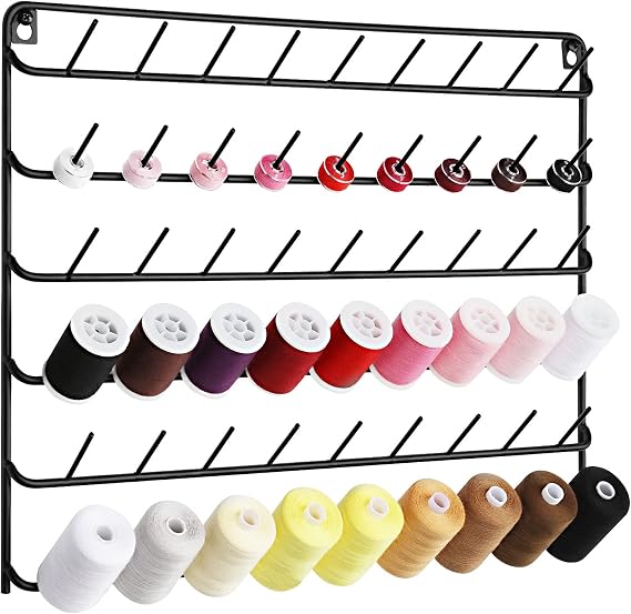 YBING Thread Holder Wall 54 Spools Thread Rack Black Metal