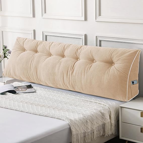 Sasttie Headboard Pillow King, Wedge Pillow Headboard, Beige
