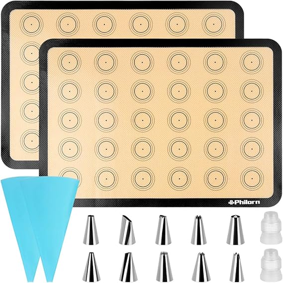 Philorn Silicone Baking Mat Set, 16.5" x 11.42" Macaron Mat