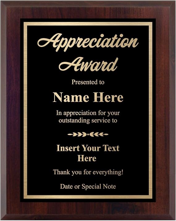 Custom Plaque for Appreciation - Personalized Engraved Award - Choose Your Size, Customize Now! (7x9)