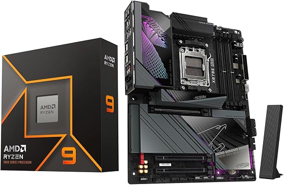 Micro Center AMD Ryzen 9 9900X CPU Processor with GIGABYTE X870E AORUS Master Motherboard (ATX, DDR5, 4X M.2, PCIe 5.0, USB4, WIFI7)
