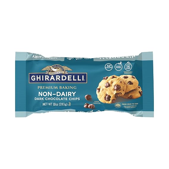 GHIRARDELLI Non-Dairy Dark Chocolate Chips for Baking, Premium Baking Chips, 10 OZ Bag (12 bags)