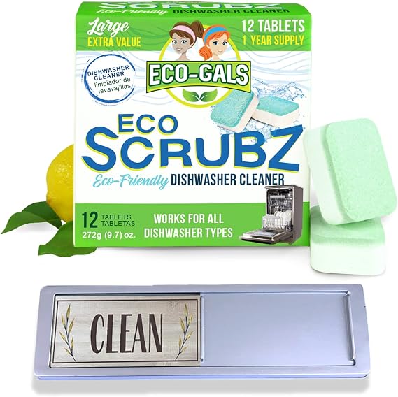 Eco-Gals Unscented Dishwashing Machine Cleaner and dishwasher clean/dirty indicator combo kit