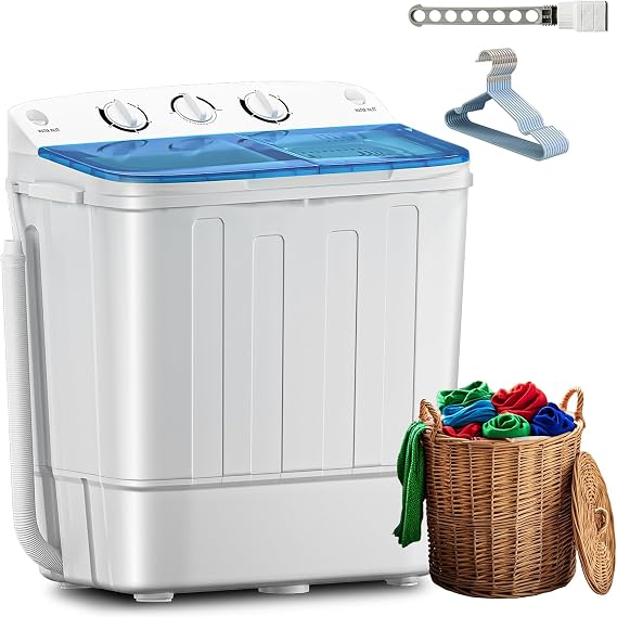 Portable Washing Machine 18Lbs Twin Tub Combo With Rack & Hangers