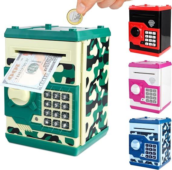 Pup Go ATM Piggy Bank for Kids Age 3-12, Electronic Kids Safe with Password