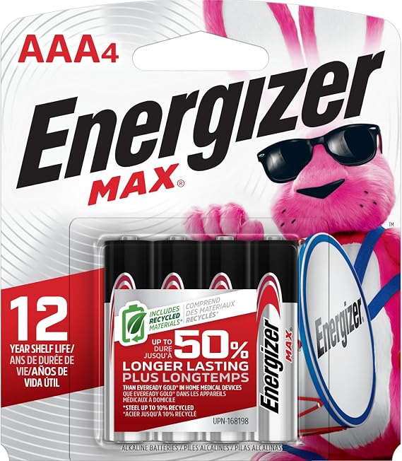 Energizer MAX AAA Batteries (4 Pack), Triple A Alkaline Batteries