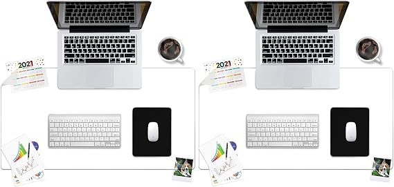 Awnour Clear Desk Mat - Multi-Functional Desk Pad, 32 x 16 inches - Durable Desk Protector with Anti-Slip Base, Transparent View, Spill-Resistant Design (Pack of 2)