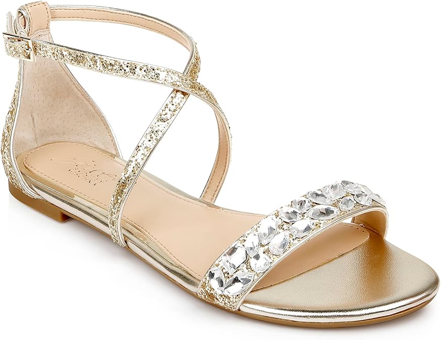 Jewel Badgley Mischka Osome Glitter Flat Sandals