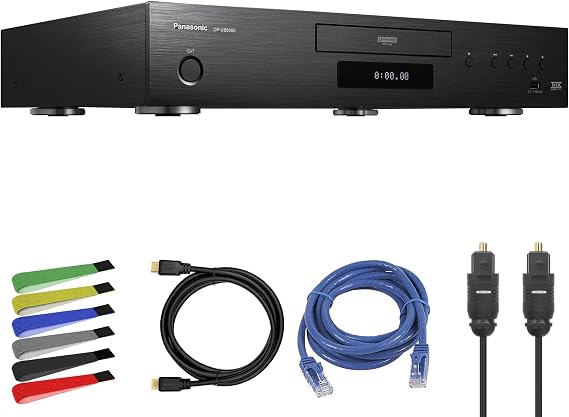 Panasonic DP-UB9000 HDR10+, 4K UHD, Dolby Vision, Network Streaming Bundle | For Home Theater | Network Cable | Optical Audio Cable + HDMI Cable + Cable Ties (DP-UB9000P)