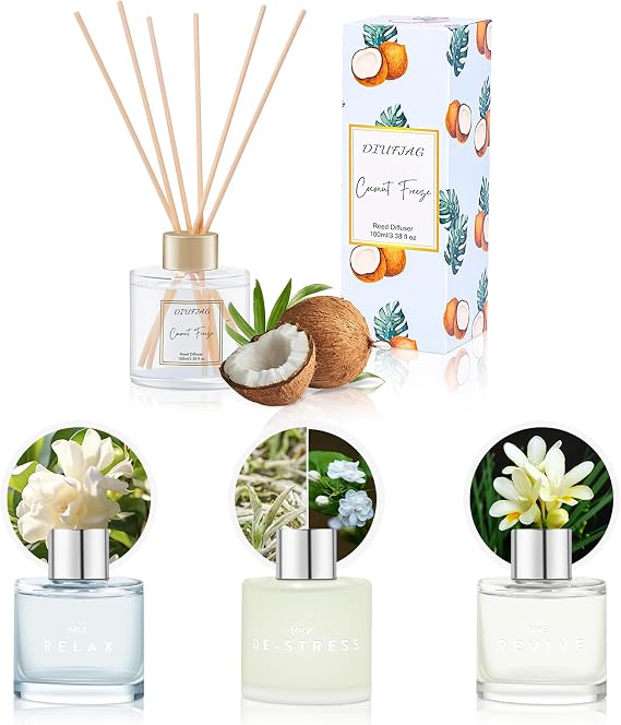 100ml Coconut Scent Diffuser and 3 Pack Reed Diffuser