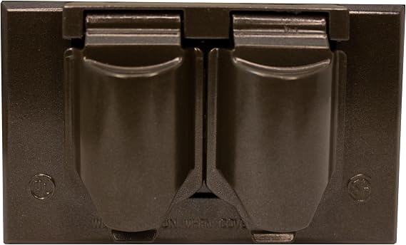 Sigma 14245BR Weatherproof 1-Gang Horizontal Duplex Receptacle Cover, BR