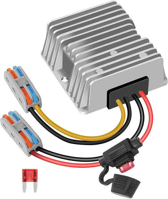 10A 120W 18V 24V 36V 48V to 12V Buck Converter Golf Cart Buck Regulator with Fuse Waterproof Transformer