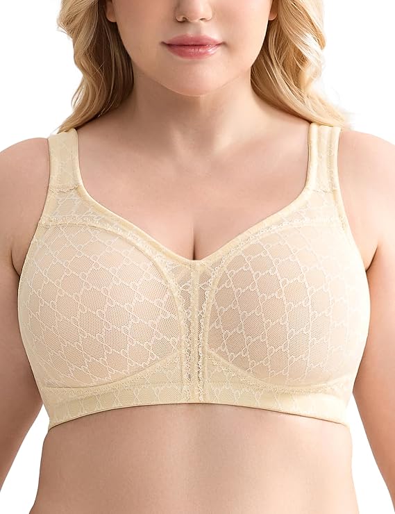 Wingslove Women's Minimizer Bra Lace Wireless Full Coverage Non-Padded Plus Size No Underwire Everyday Comfort