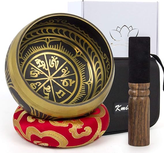 Tibetan Handcrafted Nepal Singing Bowl, 4.5 inch Master Healing Grade, Pure Tone Sound Art Bowls Meditation Accessories Set for Yoga, Chakra Healing, Mindfulness, Stress Relief, Self-Regulation Gift