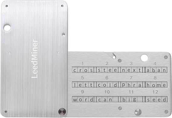 Crypto Seed Phrase Storage Backup 4 Plates 24 Words, Bitcoin Metal Plate