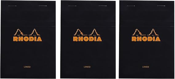 Rhodia Classic Black Notepad graph - 4 in. x 6 in., Pack of 3