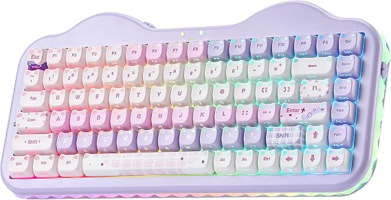 YUNZII C75 Cute Cake Wireless Mechanical Keyboard (Purple, Candy Switch)