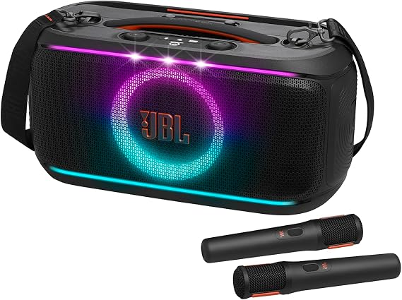 JBL PARTYBOX ON THE GO 2 with 2 Microphones Bluetooth Speaker Wireless/Shoulder Strap Included/IPX4 Waterproof/Black JBLPARTYBOXOTG2BJN