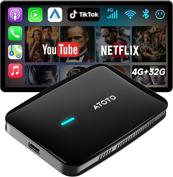 Magic AI Box, Wireless CarPlay/Android Auto Adapter, Car Video Box Supports for Netflix/YouTube/TikTok/TF Card, DriveChat AI Smart Box with GPS/Dual Bluetooth
