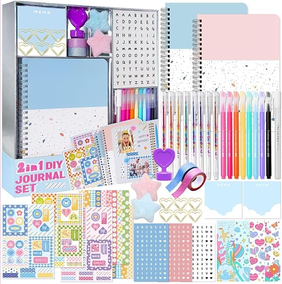 Nollh 2-Pack DIY Journal Kit for Girls Gifts for 8-14 Year Old Girl