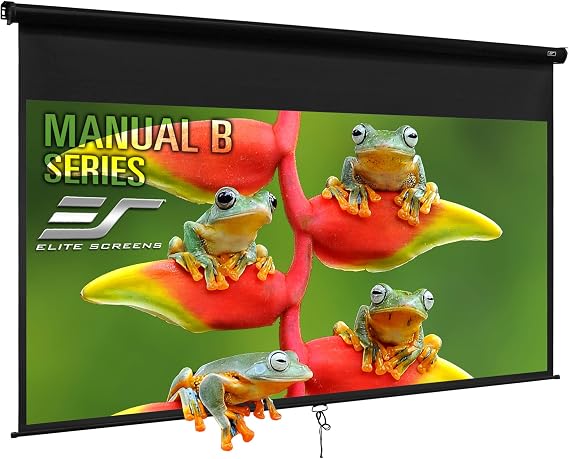 Elite Screens Manual Pull Down Projector Screen 110-INCH Home Movie Cinema Gaming Office Presentation, ISF Certified, Auto-Lock Mechanism, 4K / 8K 3D Ultra HDR HD Ready, M110H