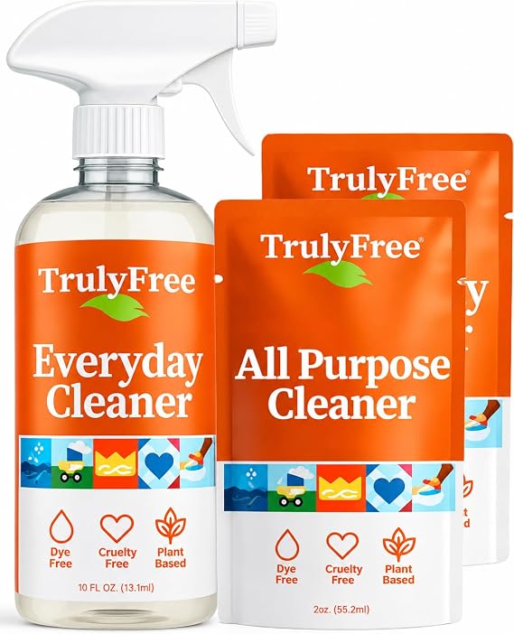 Truly Free Multi-Purpose Cleaner Spray - 16oz Bottle + 2 Fills, 3oz ea.