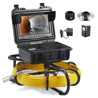 VEVOR Sewer Camera, 165 ft/50 m, 9" Screen Pipeline Inspection Camera with DVR Function, Waterproof IP68 Camera w/12 Adjustable LEDs, w/a 16 GB SD Card for Sewer Line, Home, Duct Drain Pipe Plumbing