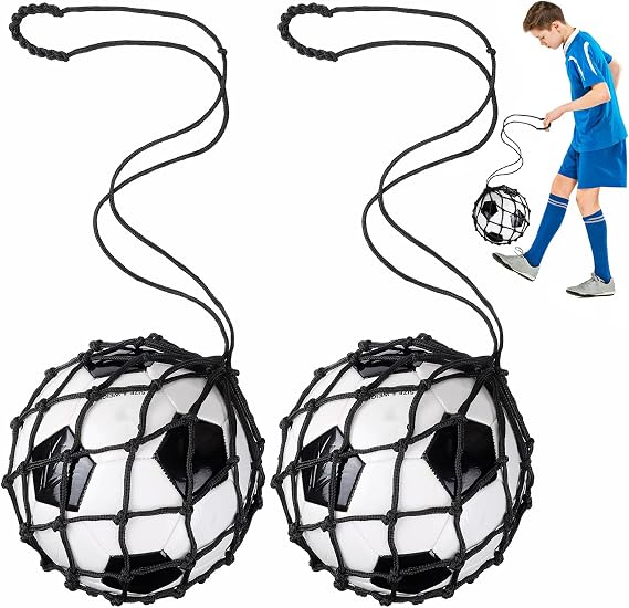 TOBWOLF Football Kick Trainer, Soccer Return Trainer Net Fits Ball Size 3, 4, 5, Hands-Free Soccer Kick Throw Training Aid