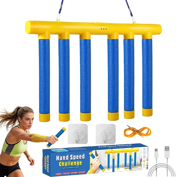Reflex Drop Sticks Challenge Game with 3 Speed Adjustable and Voice Prompts