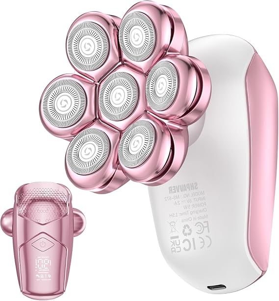 SHPAVVER Electric Razors for Women Legs: Rechargeable Electric Shavers for Body - Waterproof Wet Dry Hair Remover for Lady Face Underarms Public (Glossy Pink)
