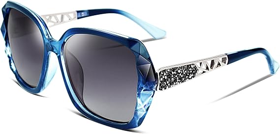 FEISEDY Polarized Women Square Sunglasses Sparkling Composite Shiny Frame B2289