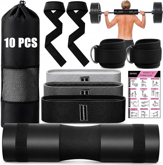 SINYWAY 10 PCS Barbell Pad Set for Squat,Hip Thrust Pad Workout Foam