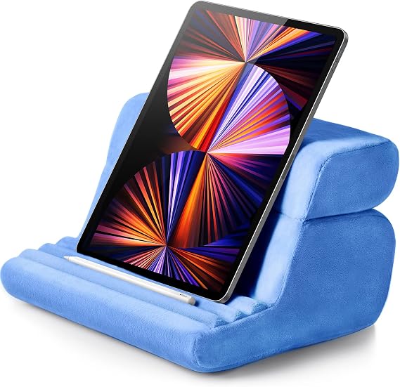 UGREEN Tablet Pillow Stand for Lap Soft Holder Bed with 3 Viewing Angles Adjustable Home Office Accessories Compatible with iPad Pro 13 12 11 10.5 Air Mini 5 4 3 2 Phone 16 15 14 E-Reader Blue