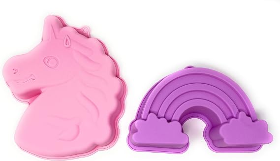 Unicorn Cake Pan Mold 3D And Rainbow Cake Pan: Silicone Unicorn Cake Mold Set for Girls Unicorn Birthday Party: Colors May Vary