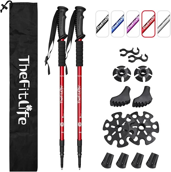 Telescopic Trekking Poles for Hiking, Anti-Shock Nordic Walking Sticks | Hiking Poles Collapsible Lightweight & Durable, Adjustable from 25.6"-51.2" for Men & Women, Camping backpacking Snowshoeing