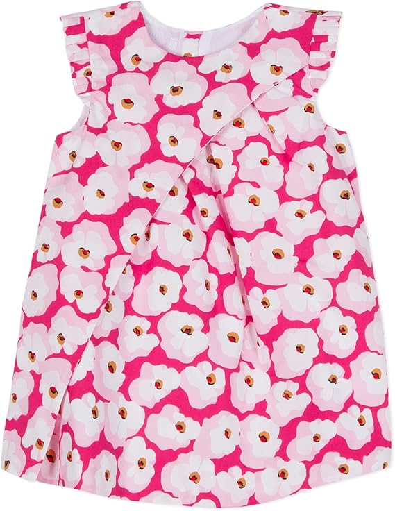 Catimini Baby Girls Pink Floral Print Frill Sleeve Dress Cherry Blossoms 2A