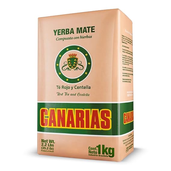 Canarias Red Tea Centella Yerba Mate Herbal Loose Leaf Blend 1Kg 2.2Lbs | Pu-erh red tea and centella add a smooth herbal twist to a classic Uruguayan mate ritual