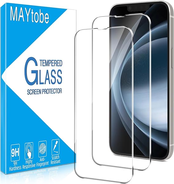 MAYtobe 2 Pack Screen Protector for iPhone 13, iPhone 13 Pro Tempered Glass