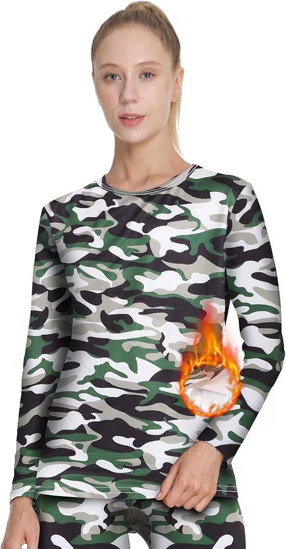 MANCYFIT Womens Thermal Tops Fleece Lined Shirt Long Sleeve Base Layer