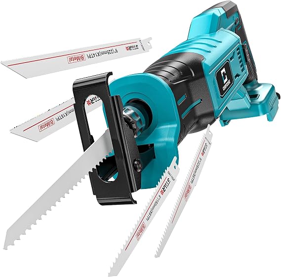 Cerycose Cordless Reciprocating Saw Compatible with Makita 18V Battery, Variable Speed 1" Stroke Length,3200 SPM, Toolless Blade Change, 4 Saw Blades for Metal Wood PVC Cutting (Tool Only)
