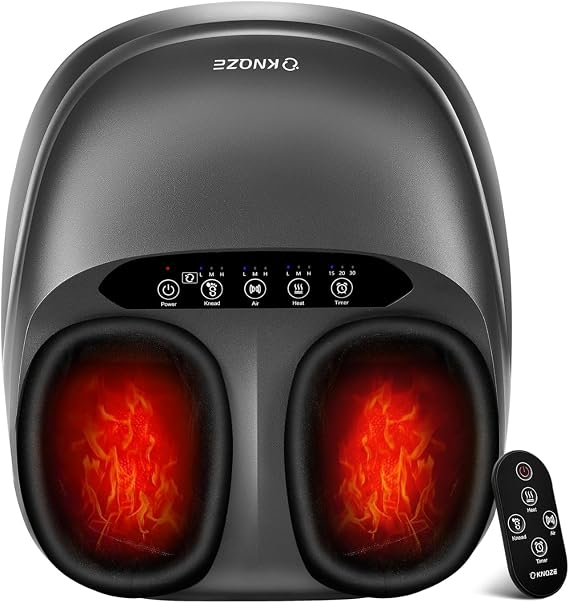 KNQZE Foot Massager Machine with Heat, Upgraded Deep Kneading Shiatsu Feet Massager for Plantar Fasciitis & Neuropathy, 3 Heat Levels, Gifts for Women Men, Relax for Home Office Use