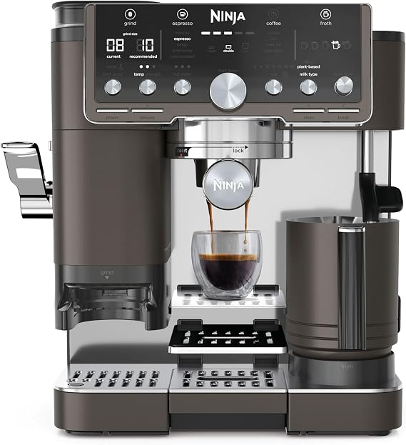 Ninja Luxe Pro 3-in-1 Coffee Machine, Latte, Cappuccino, Cold Brew & Espresso Maker With Built in Bean Grinder & Milk Frother, Easy to Use, 5 Automated Froth Presets, Bronze, ES701UKBR