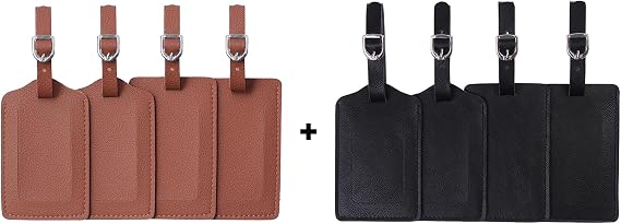 Vigorport Luggage Tags, Leather Personalized Suitcase Tag Set Luggage id Tags Labels Travel Accessories
