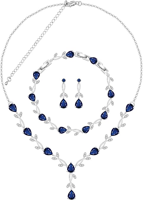 Jewelry Set for Women Bride Bridesmaid Wedding Party Prom Necklace Earrings Bracelet Set Gift for Mother Wife Friend
