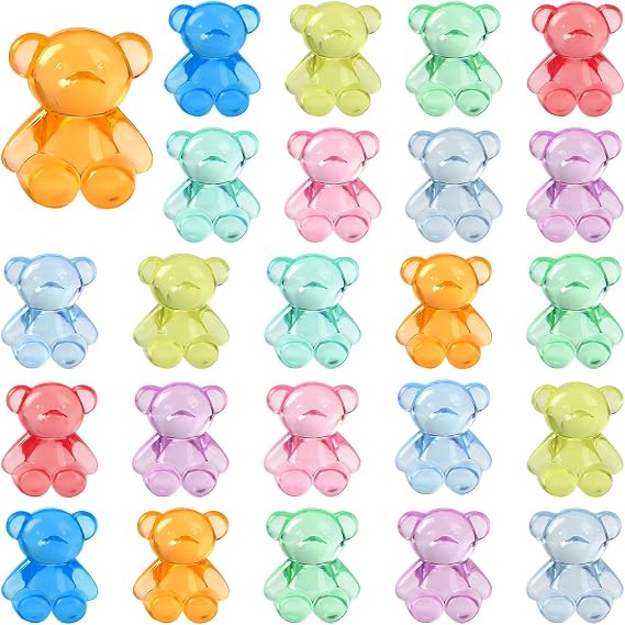 JUNEBRUSHS 120 Pcs Mini Bears Tiny Acrylic Bear Miniature Bear Figures for Vase Filler Sensory Bin Filler Birthday Party Crafts Favors