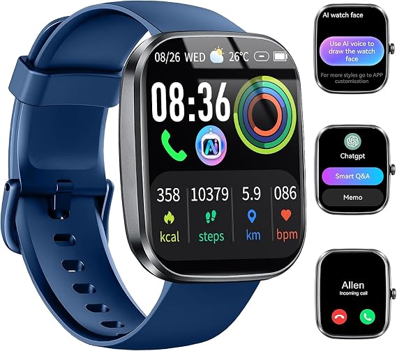 uaue AI Smart Watch with ChatGPT, 1.91" Bluetooth Calling Smartwatch for Men Women, 110+ Fitness Modes Activity Tracker, Sleep/Heart Rate/Calorie, IP68 Waterproof Step Counter for Android iOS