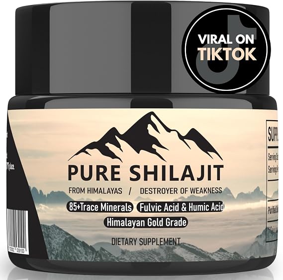 Pure Shilajit Himalayan Resin for Men and Women, Organic Natural Supplement with 85 Trace Minerals  Humic Acid, High Potency Providing Energy, Strength & Immunity 30g New